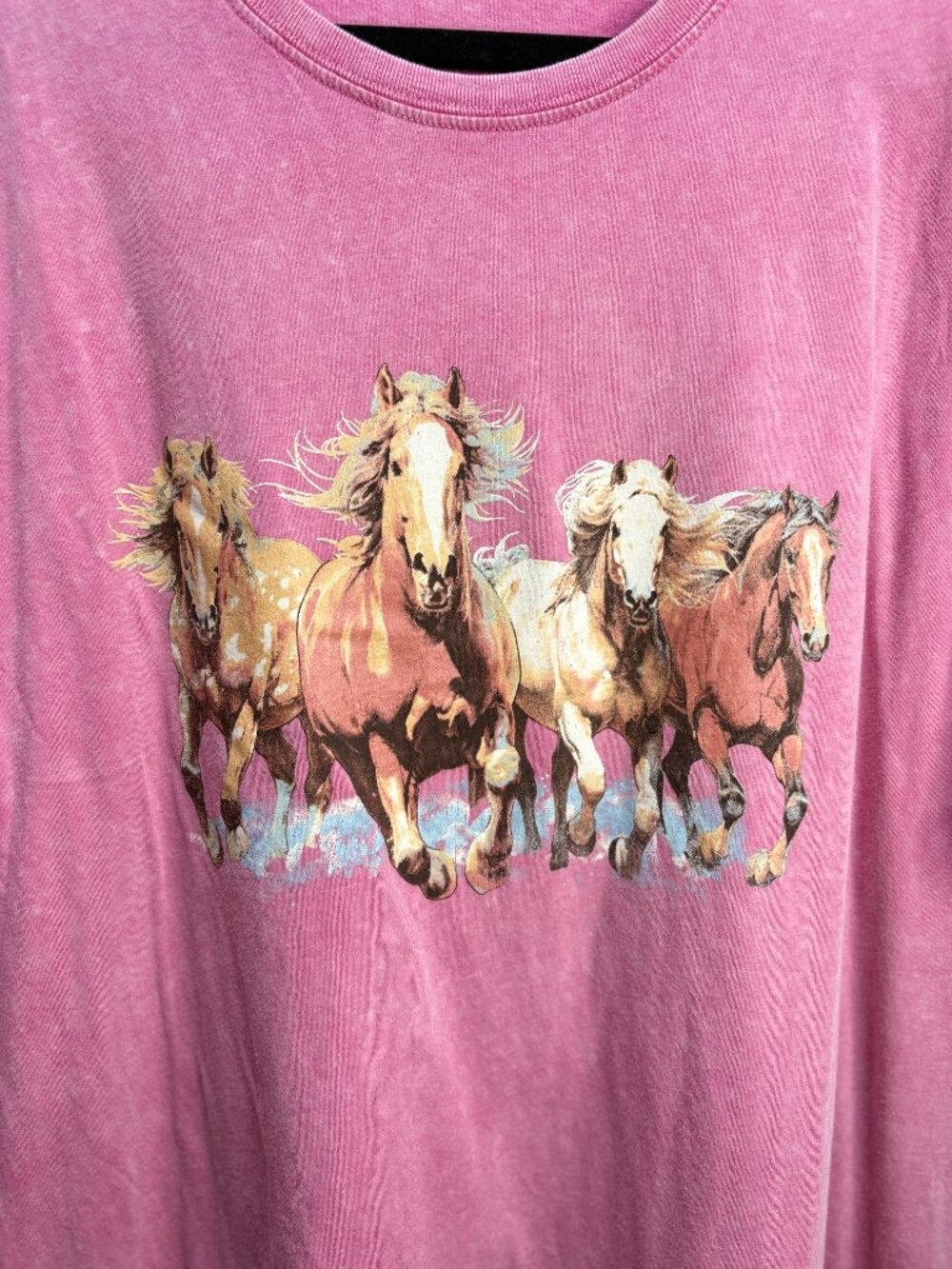 Zutter Horse Graphic Oversized T-Shirt Pink Mineral Wash Medium - Picture 3 of 5